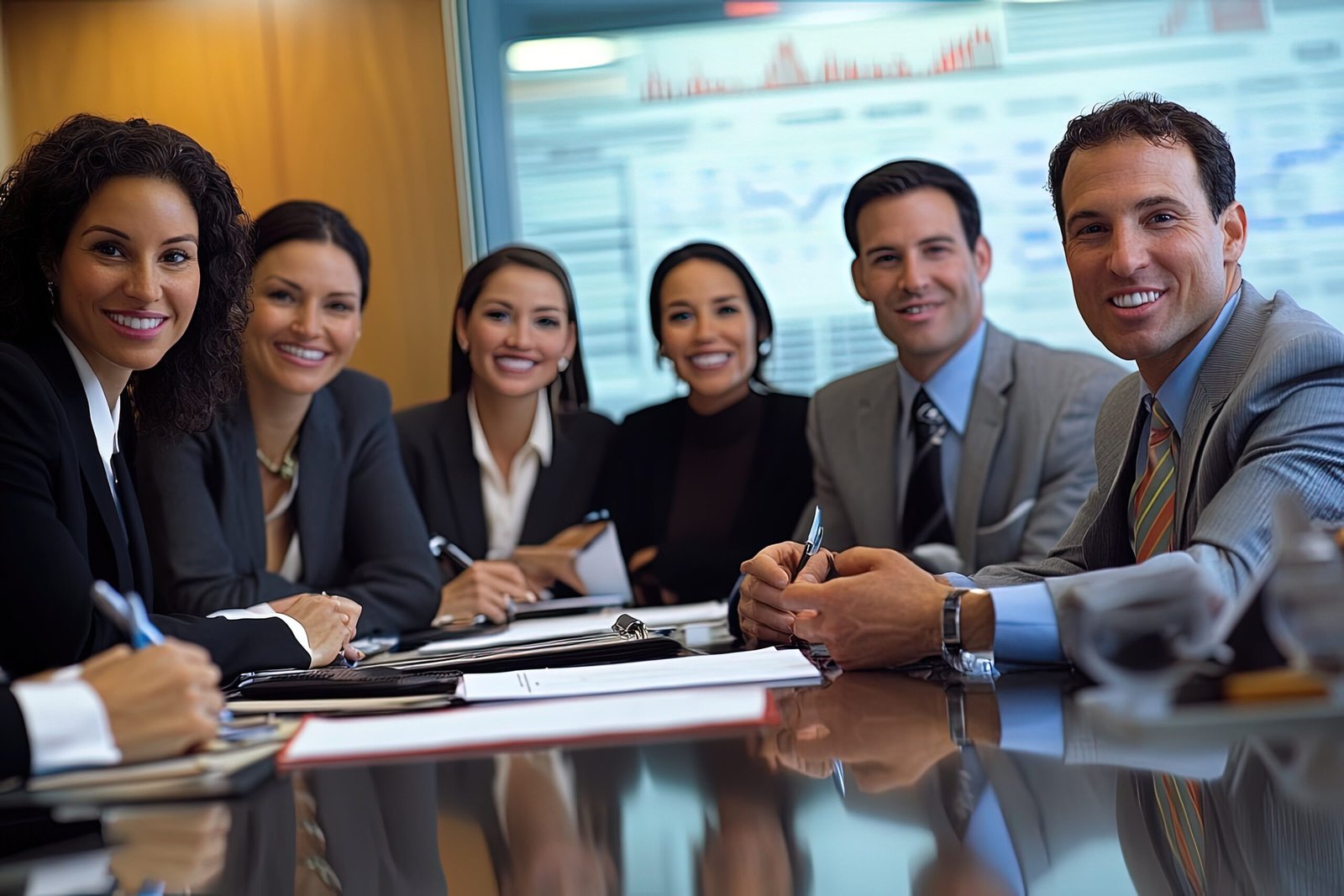 Equipo de trabajo reunido alrededor de una mesa de juntas